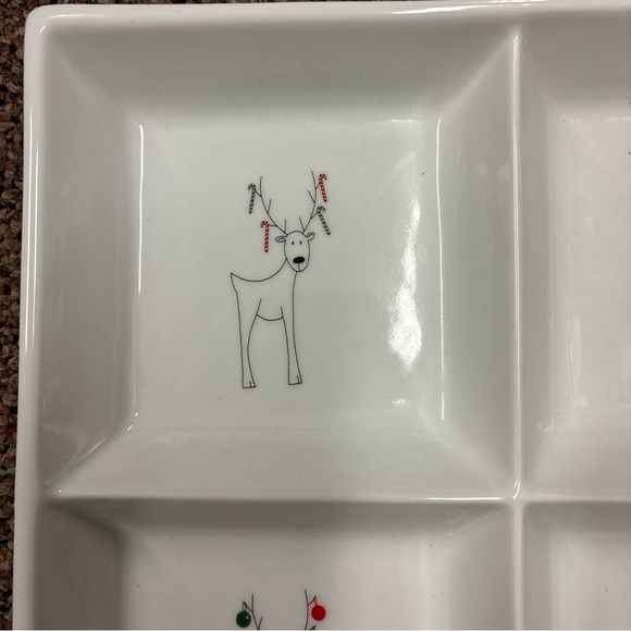 Christmas Holiday Reindeer 4 Section Plate Dish by BIA Cordon Bleu White - Picture 3 of 7